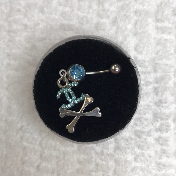 Aqua C c danger Stainless Belly button stud ring - Picture 3 of 6